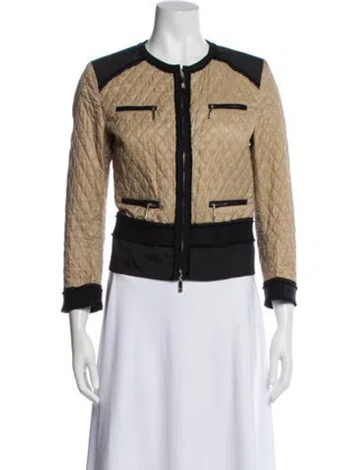 Pre-owned Moncler Tweed Pattern Bomber Jacket In Neutral