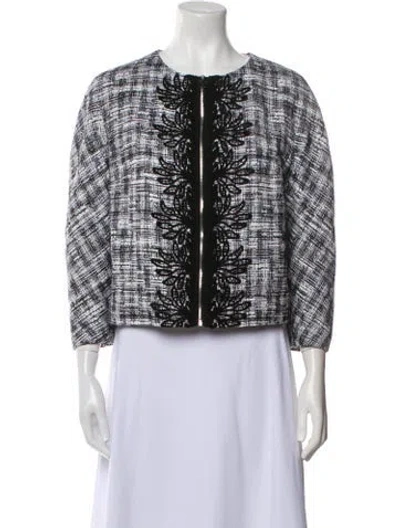 Pre-owned Moncler Tweed Pattern Evening Jacket In White
