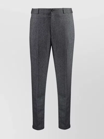 Moncler Tweed Wool Blend Trousers With Creased Design