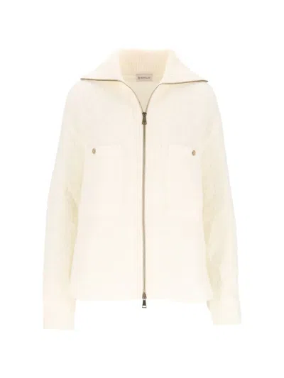 Moncler Tweed Zip-up Shirt Jacket In Neutral
