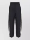Moncler Twill Cotton Bush Trousers With Side Stripes In Black