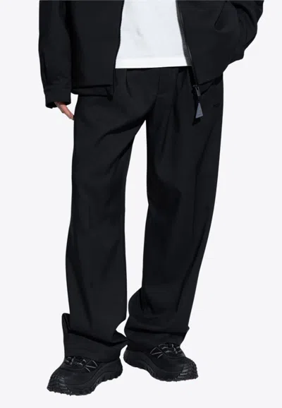 Moncler Twill Loose-fit Track Pants In Black