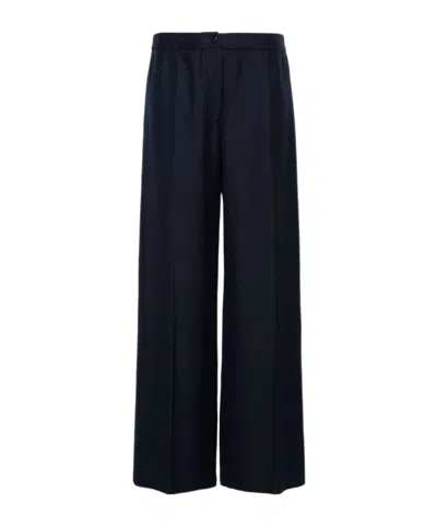 Moncler Twill Palazzo Trousers In Blue
