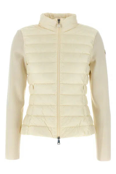 Moncler Two-material Cardigan In Neutral