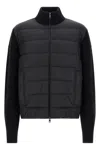 Moncler Two-material Cardigan Sweaters And Cardigans Black In Black