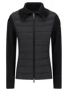 Moncler Two-material Cardigan With Goose Down Padding And High Neck In Black
