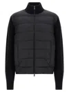 Moncler Two-material Cardigan Sweaters And Cardigans Black In Black