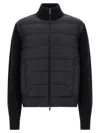 Moncler Two-material Cardigan Sweaters And Cardigans Black In Black