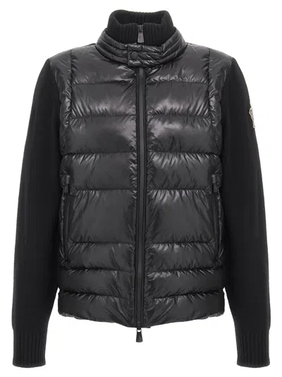 Moncler Wool Padded Cardigan With Zip In Black