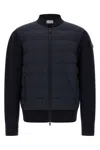 Moncler Two-material Cardigan Sweaters And Cardigans Blue In Blue
