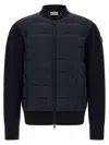 Moncler Two-material Cardigan Sweaters And Cardigans Blue In Blue