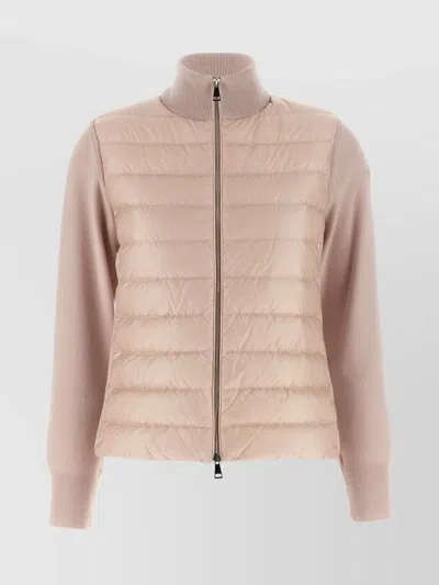 MONCLER TWO-MATERIAL CARDIGAN FEATURING QUILTED FRONT