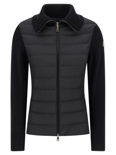 MONCLER TWO-MATERIAL CARDIGAN