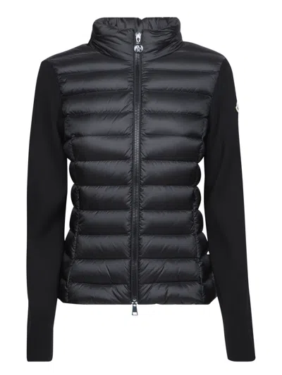 Moncler Two-material Cardigan In Black