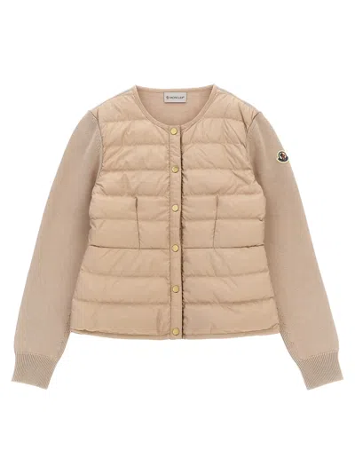 Moncler Kids' Two-material Cardigan In Pink