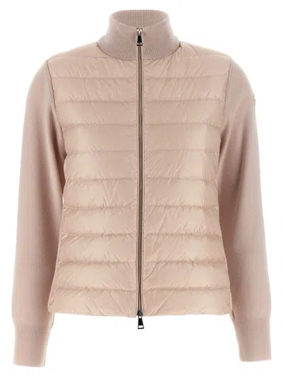 Moncler Two-material Cardigan Sweaters And Cardigans Pink