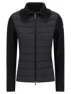 Moncler Two-material Cardigan With Goose Down Padding And High Neck In Black