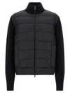 Moncler Two-material Cardigan Sweaters And Cardigans Black In Black