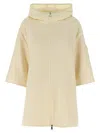 Moncler Two-material Hood Capes White In Neutral