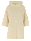 Moncler Two-material Hood Capes White In Neutral