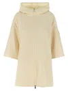 Moncler Two-material Hood Capes White In Neutral