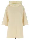 Moncler Two-material Hood Capes White In Neutral