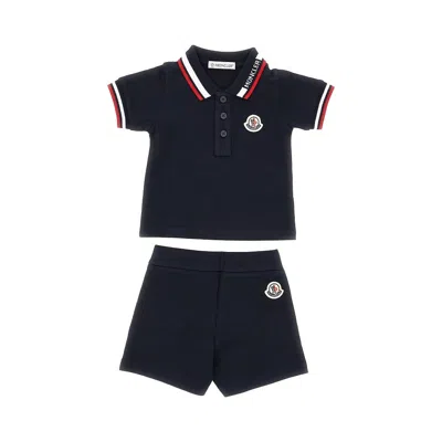 Moncler Two-piece Cotton Piquet Set Kids In Black