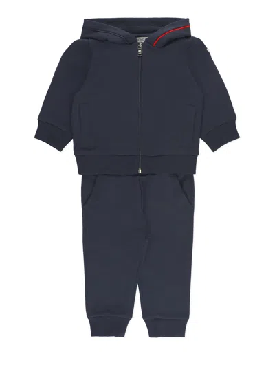 Moncler Babies' Two Piece Jumpsuit With Logo In Blue