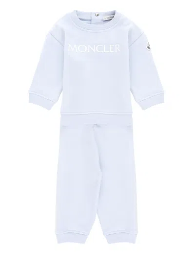 Moncler Babies' Two Piece Jumpsuit With Logo In Blue