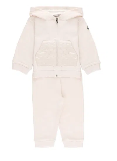 Moncler Babies' Two Piece Jumpsuit With Logo In Pink