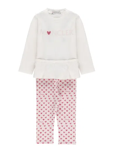 Moncler Babies' Two Piece Jumpsuit With Logo In White