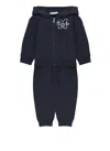 Moncler Two Pieces Jumpsuit With Logo In Blue