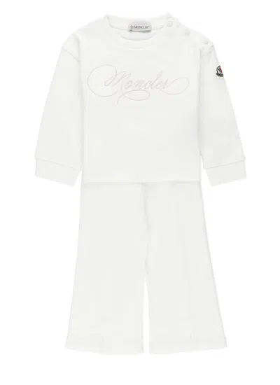 Moncler Kids' Two Pieces Jumpsuit With Logo In White