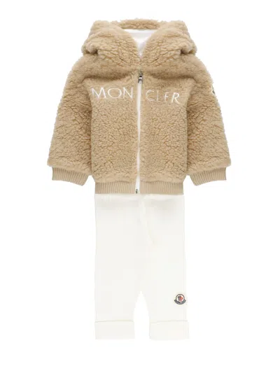 Moncler Babies' Two Pieces Set With Logo In Neutral