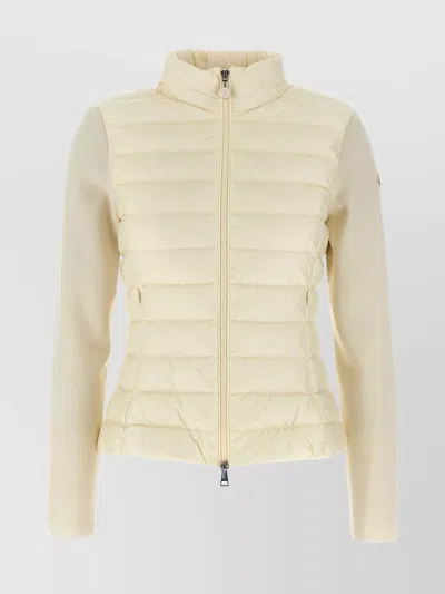 MONCLER TWO-TEXTURE PADDED SLEEVE CARDIGAN