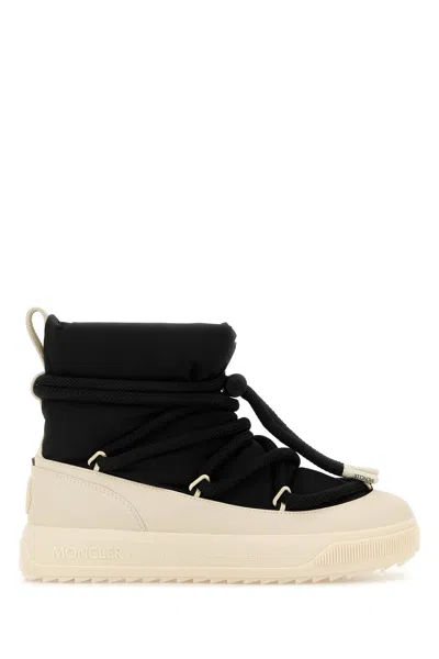 Moncler Two-tone Canvas Altive Ankle Boots In Black
