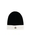 Moncler Two-tone Cotton Beanie In Black