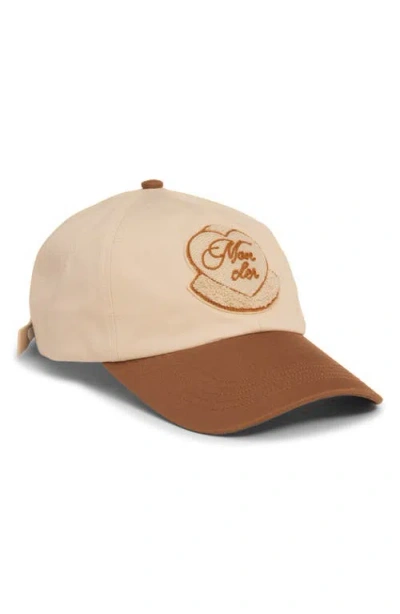 Moncler Two-tone Logo Patch Adjustable Baseball Cap In Brown