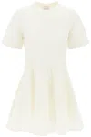 MONCLER TWO-TONE MINI DRESS WITH PIQUE COTTON BODICE AND TECHNICAL TAFFETA SKIRT