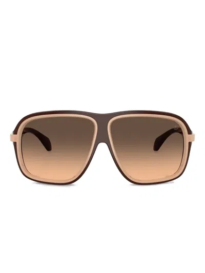 Moncler Two-tone Pilot-frame Sunglasses In Brown