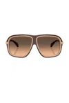 Moncler Two Tone Sunglasses In Shiny Brown