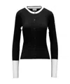 Moncler Two-tone Wool Cardigan In Black