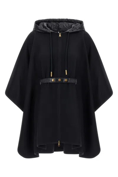 Moncler Two-material Cape In Blue