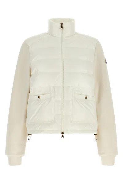 Moncler Two-material Cardigan In White