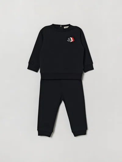 Moncler Babies'  Two-piece 100% Cotton Set For Boys With Contrast Logo In Black