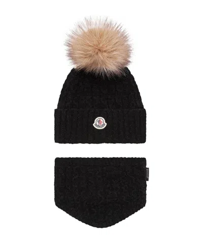 Moncler Two-piece Set: Beanie And Neck Gaiter In Black