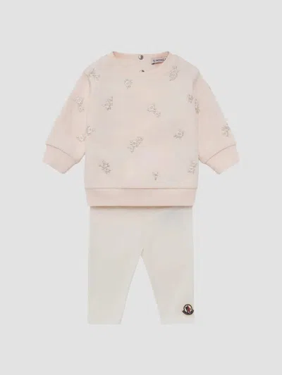 Moncler Unisex Baby's & Little Kid's Set In Cotton In White Pink