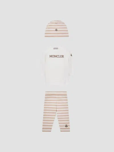 Moncler Unisex Baby's Set In Cotton In Beige White