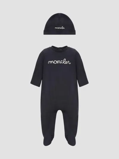 Moncler Unisex Baby's Set In Cotton In Dark Blue