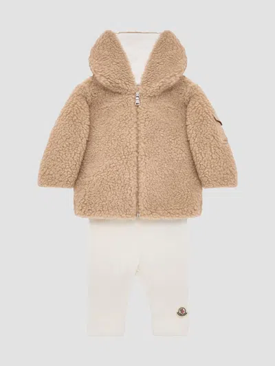Moncler Unisex Baby's Set In Teddy & Cotton In Beige White